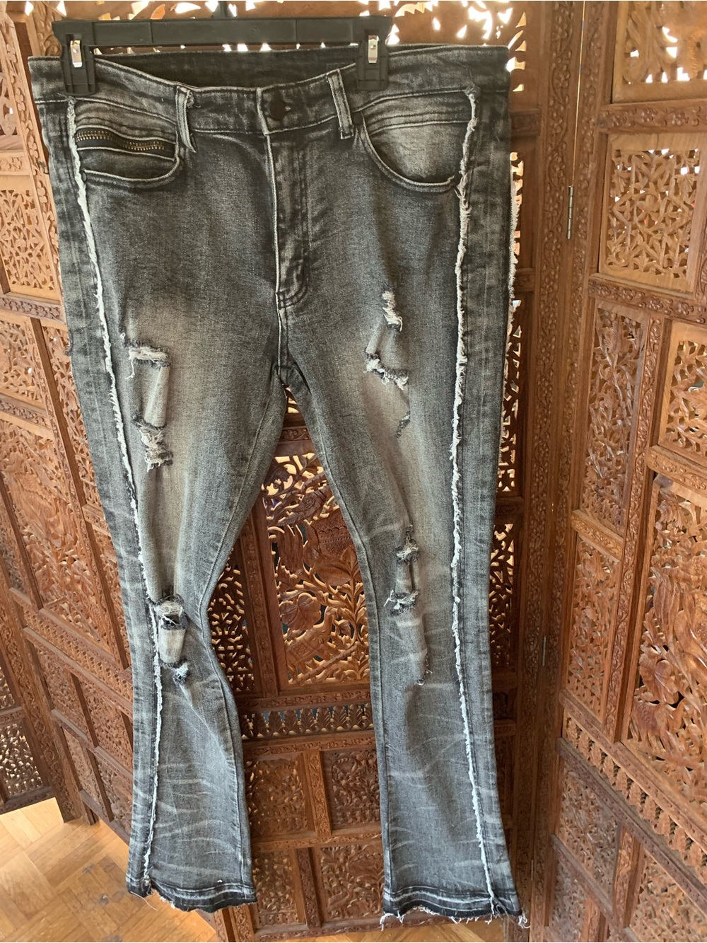 Rockstar Original Men's Skinny Distressed Washed Gray Jeans